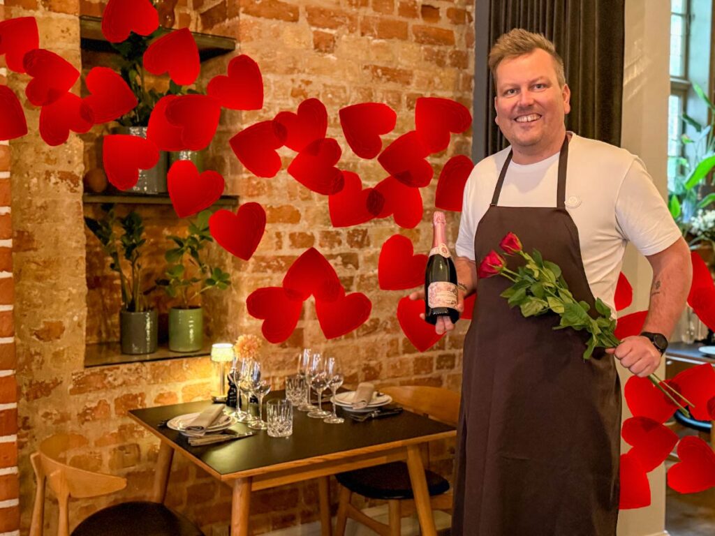 Romantisk valentinsaften på restaurant i Odense